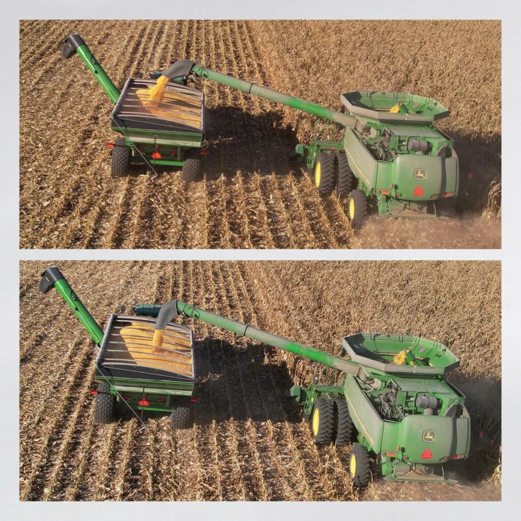 John Deere Pivoting Spout Harvesting In Field