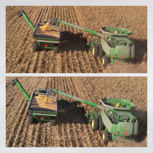 John Deere Pivoting Spout Harvesting In Field
